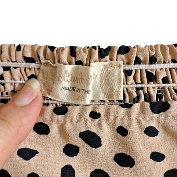 Altar'd State Brown Polka Dot Animal Print Long Sleeve Cropped Blouse Top XS - Picture 3 of 6